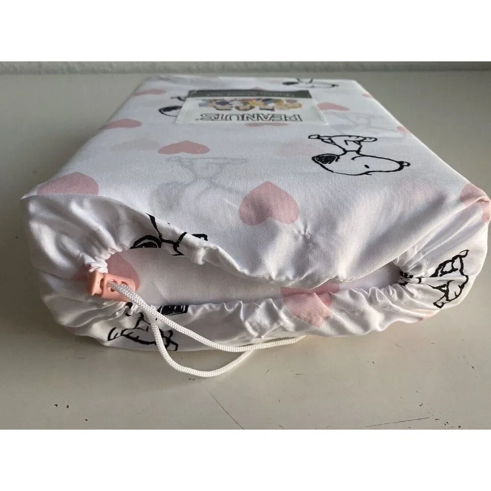 4 Pc Peanuts Snoopy Pink Hearts Valentines Day QUEEN Size Sheet‎ Set Soft NEW